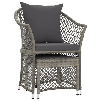 2-delige Loungeset met kussens poly rattan grijs 3