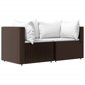 3-delige Loungeset met kussens poly rattan bruin 3