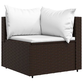 3-delige Loungeset met kussens poly rattan bruin 4