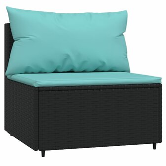 3-delige Loungeset met kussens poly rattan zwart 6