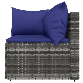 3-delige Loungeset met kussens poly rattan grijs 5