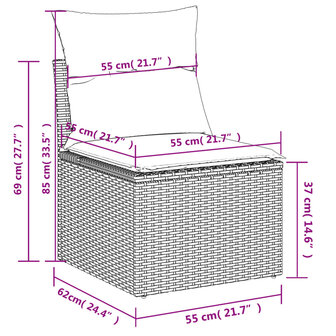 3-delige Loungeset met kussens poly rattan zwart 8