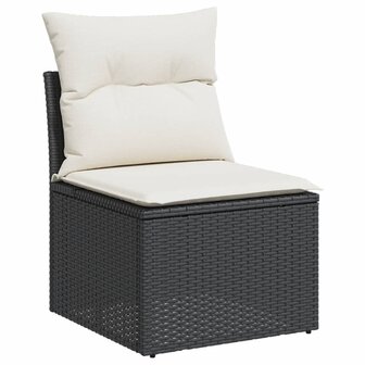 3-delige Loungeset met kussens poly rattan zwart 4