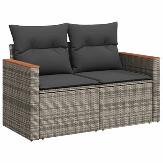 3-delige Loungeset met kussens poly rattan grijs 4