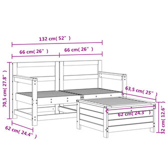 3-delige Loungeset massief douglas vurenhout 8