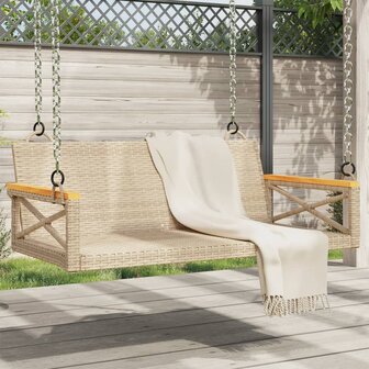 Schommelbank 109x62x40 cm poly rattan beige 1