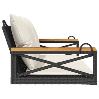 Schommelbank met kussens 109x62x40 cm poly rattan zwart 5