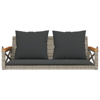 Schommelbank met kussens 109x62x40 cm poly rattan grijs 4