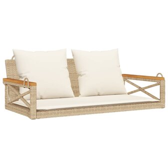 Schommelbank met kussens 109x62x40 cm poly rattan beige 2