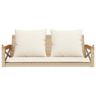 Schommelbank met kussens 109x62x40 cm poly rattan beige 4