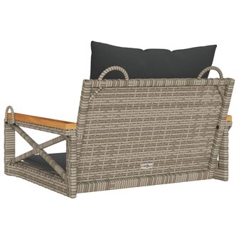 Schommelbank met kussens 63x62x40 cm poly rattan grijs 6