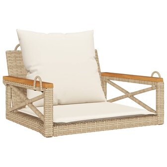 Schommelbank met kussens 63x62x40 cm poly rattan beige 2