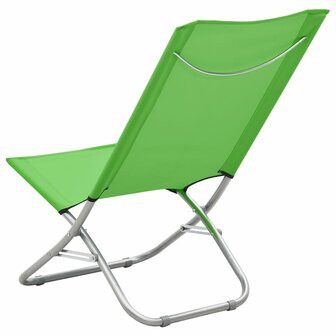 Strandstoelen 2 st inklapbaar stof groen 5