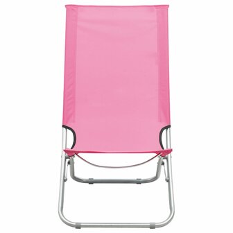 Strandstoelen 2 st inklapbaar stof roze 3