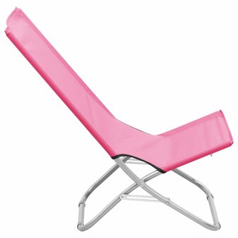 Strandstoelen 2 st inklapbaar stof roze 4