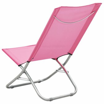 Strandstoelen 2 st inklapbaar stof roze 5