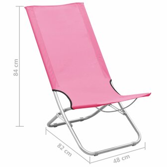 Strandstoelen 2 st inklapbaar stof roze 8