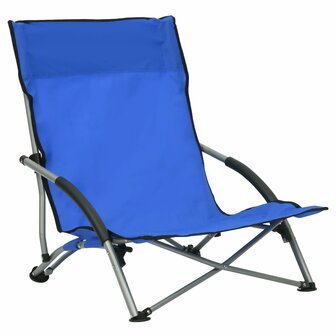 Strandstoelen 2 st inklapbaar stof blauw 2