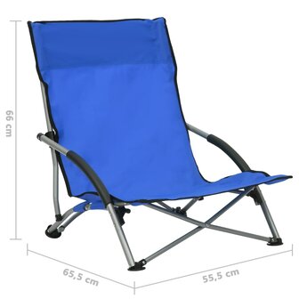 Strandstoelen 2 st inklapbaar stof blauw 8