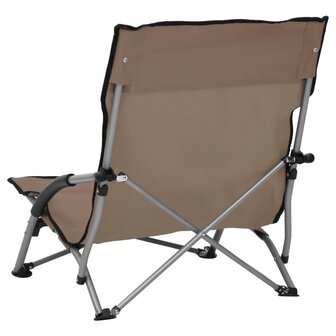 Strandstoelen 2 st inklapbaar stof taupe 5