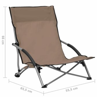 Strandstoelen 2 st inklapbaar stof taupe 8