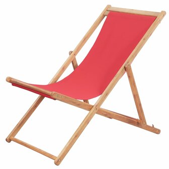 Strandstoel inklapbaar stof en houten frame rood 1