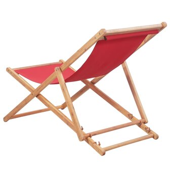 Strandstoel inklapbaar stof en houten frame rood 3