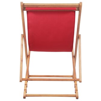 Strandstoel inklapbaar stof en houten frame rood 4