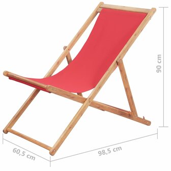 Strandstoel inklapbaar stof en houten frame rood 12