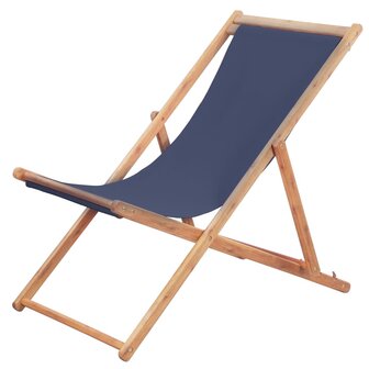 Strandstoel inklapbaar stof en houten frame blauw 1