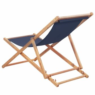 Strandstoel inklapbaar stof en houten frame blauw 2