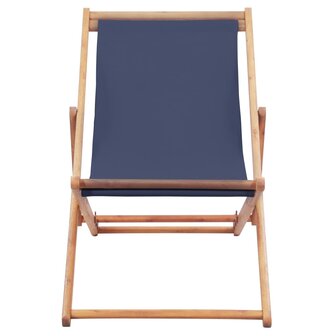 Strandstoel inklapbaar stof en houten frame blauw 3