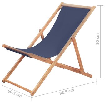 Strandstoel inklapbaar stof en houten frame blauw 11