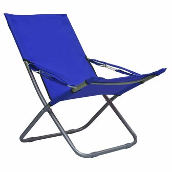 Strandstoelen 2 st inklapbaar stof blauw 3