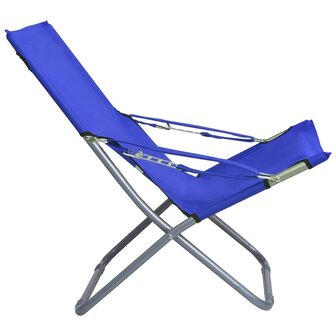 Strandstoelen 2 st inklapbaar stof blauw 4