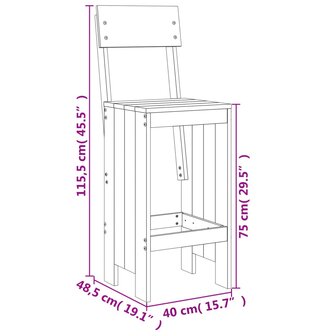 5-delige Barset massief grenenhout zwart 10