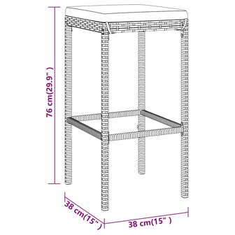 5-delige Tuinbarset met kussens poly rattan grijs 8