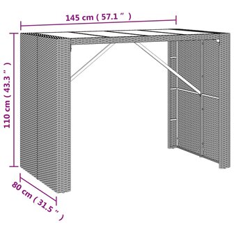 7-delige Tuinbarset poly rattan en massief acaciahout grijs 7