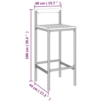 5-delige Tuinbarset poly rattan en massief acaciahout grijs 7