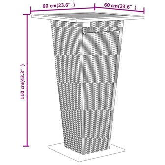 3-delige Tuinbarset poly rattan en massief acaciahout zwart 8