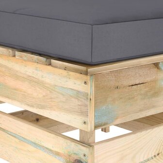 Hocker sectioneel met kussen groen ge&iuml;mpregneerd hout 4