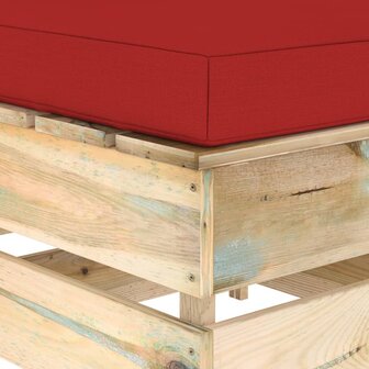 Hocker sectioneel met kussen groen ge&iuml;mpregneerd hout 4