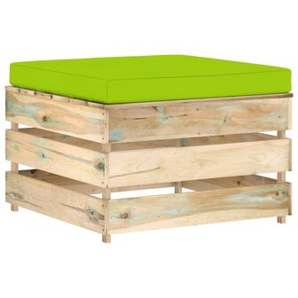 Hocker sectioneel met kussen groen ge&iuml;mpregneerd hout 1