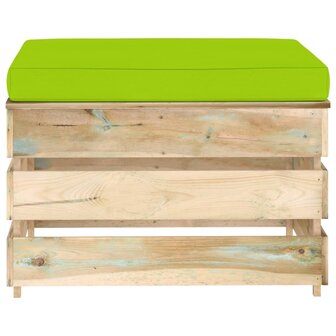 Hocker sectioneel met kussen groen ge&iuml;mpregneerd hout 2