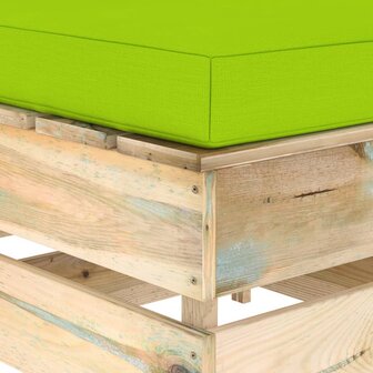 Hocker sectioneel met kussen groen ge&iuml;mpregneerd hout 4