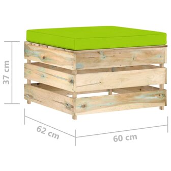 Hocker sectioneel met kussen groen ge&iuml;mpregneerd hout 5