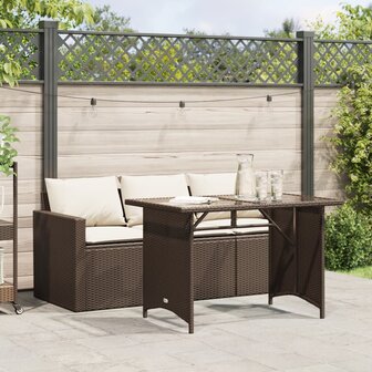 2-delige Tuinset met kussens poly rattan bruin 1