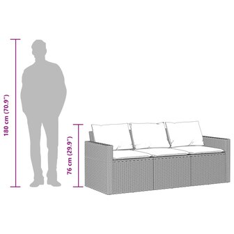 2-delige Tuinset met kussens poly rattan bruin 12