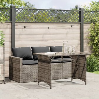 2-delige Tuinset met kussens poly rattan grijs 1