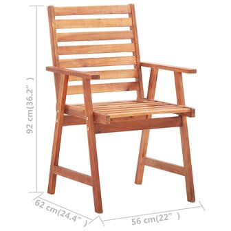 Tuinstoelen 2 st met kussens massief acaciahout 11